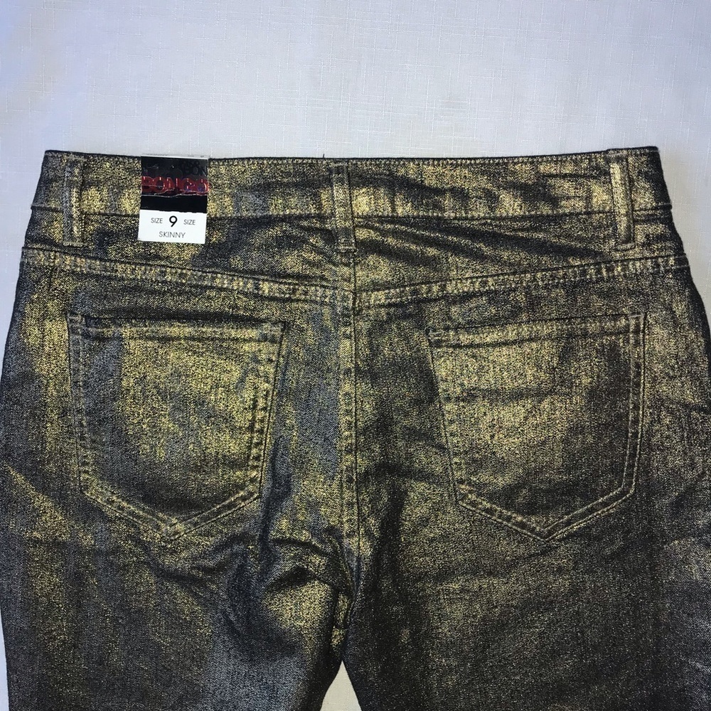 NWT Bongo Metallic Gold Black Stretch Skinny Jeans* - Picture 4 of 6